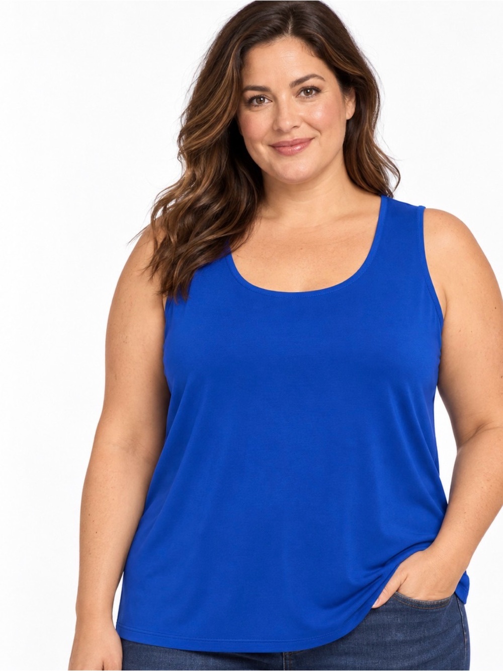Susan Graver Petite Knit Tank Blue, Size XLP,  A689878 - New